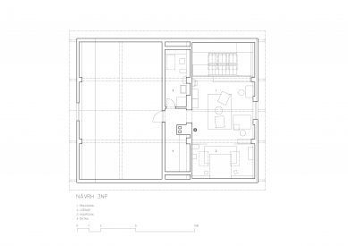 Bydlení architekta ve mlýně - Půdorys 3NP