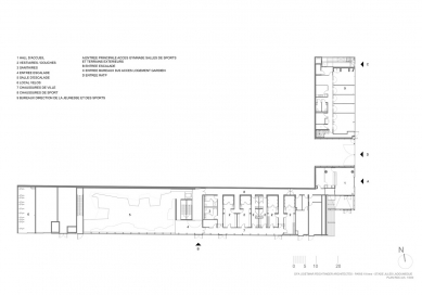 Sportovní centrum Jules Ladoumègue - Půdorys přízemí - foto: Dietmar Feichtinger Architectes