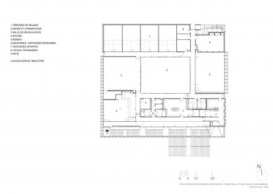 Sportovní centrum Jules Ladoumègue - Půdorys 4.np - foto: Dietmar Feichtinger Architectes