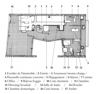 Le Corbusierův byt s ateliérem - Půdorys 7.np