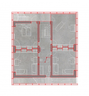 Dům v ocelovém korzetu - Půdorys patra - foto: Šépka architekti