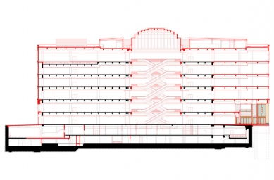 Rekonstrukce obchodního domu Kaufhof Galeria - Podélný řez - foto: Kleihues + Kleihues