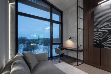 Interior of the apartment with a motorcycle in Prague - Vokovice - foto: MgA. Tomáš Dittrich