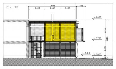 Přístavba Jižní Čechy - Řez b-b' - foto: Huť architektury Martin Rajniš