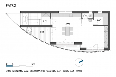 Fyzioterapeutické ordinace a kanceláře - Půdorys patra - foto: BLOK_architekti