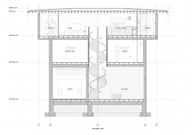 Dům Takenoyama 3 - Podélný řez - foto: Tomoaki Uno Architects