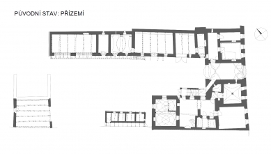 Stavební úpravy bývalé fary na zařízení pro pobyty osob s poruchami autistického spektra - Půdorys přízemí - původní stav