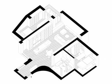 Byt P7 - Axonometrie - foto: Martin Skoček
