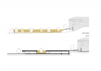 New pavilion of the primary school in Líbeznice - <Northern views and section A-A'> - foto: Grulich architekti