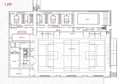 Městská hala Modřice - Půdorys 1PP