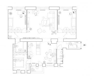 Byte P - <p>Floor plan of the apartment</p> - foto: TOITO architekti