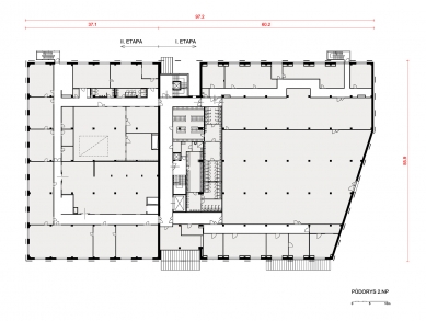 Výrobní a administrativní areál firmy Tescan II. - Půdorys 2NP