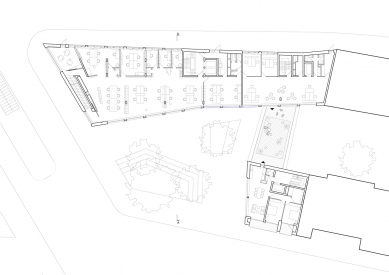 Sídlo nakladatelství Suhrkamp - Půdorys 2.np - foto: Bundschuh Architekten