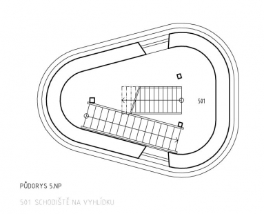 Lookout Tower on Brdo Peak - Půdorys 5. NP - foto: NEW WORK