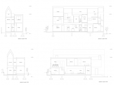 House K - Řezy - foto: Hiroyuki Shinozaki Architects