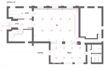 Rekonstrukce kulturního domu ve Velaticích - Půdorys 1NP
