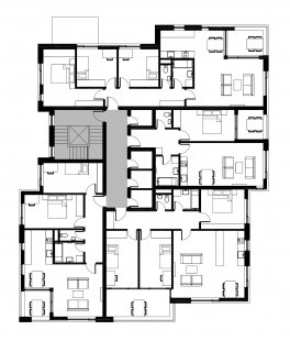 Bytové domy 13 a 22 v Podzámčí - Bytový dům 22 - půdorys typického podlaží