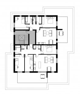 Bytové domy 13 a 22 v Podzámčí - Bytový dům 22 - půdorys nejvyššího podlaží