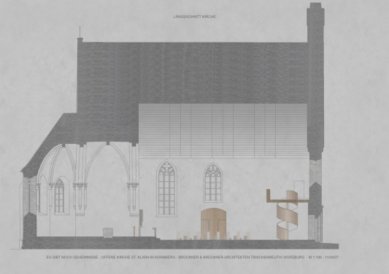 Kostel sv. Kláry v Norimberku - Podélný řez - foto: Brückner & Brückner Architekten