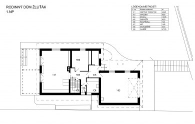 Rodinný dům „ŽLUŤÁK“ v Humpolci - Půdorys 1NP