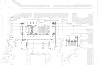 Kongresové centrum Nový výmarský sál - Půdorys přízemí - foto: Gerkan, Marg und Partner