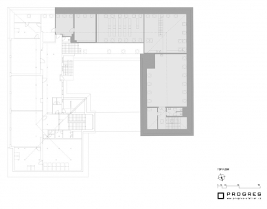 Dostavba základní školy Járy Cimrmana v Lysolajích - Půdorys podkroví - foto: Progres Atelier