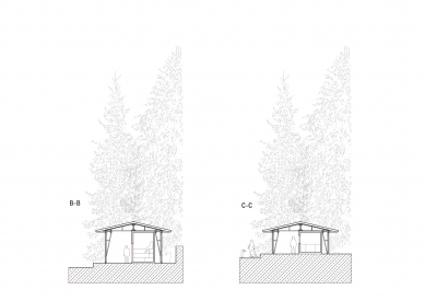 Projekt lesního koupaliště v Liberci - Příčné řezy - foto: mjölk architekti