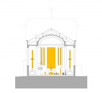 Obnova kostola Panny Márie Snežnej na Kalvárii - Příčný řez - foto: dielne NZW