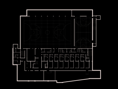 Střední škola Johanna Pachelbela - Půdorys suterénu - foto: LRO Lederer Ragnarsdóttir Oei
