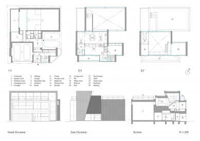 Rodinný dům v Tsukubě - Plány - foto: Aisaka Architects’ Atelier