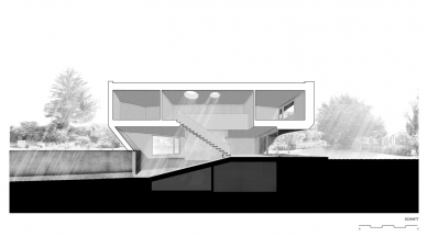 Zakřivený dům - Podélný řez - foto: Daluz Gonzalez Architekten