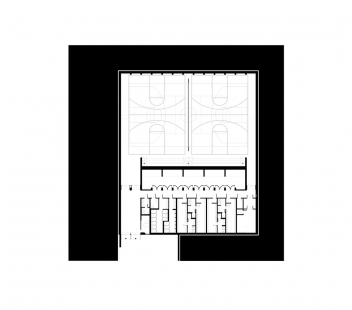 Sportovní hala Szent Gellért - Půdorys hlavního podlaží - foto: építész stúdió kft.