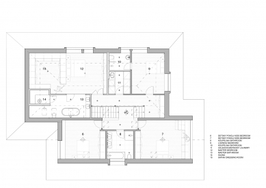 Vila u Šáreckého potoka - Půdorys 2.np - foto: Studio acht