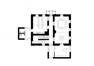 Rekonstrukce fary u kostela sv. Gotharda - Půdorys 1.np - návrh - foto: Kazimour Kripnerová Architekti.