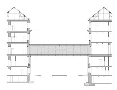 Spojovací lávky VŠCHT Praha - Lávka Technická - řez