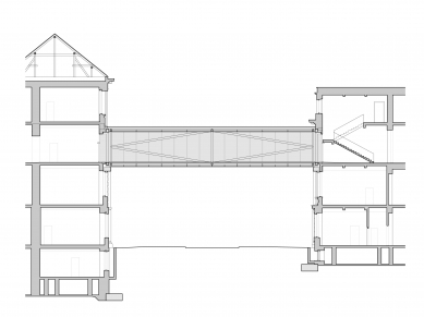 Spojovací lávky VŠCHT Praha - Lávka Zikova - řez