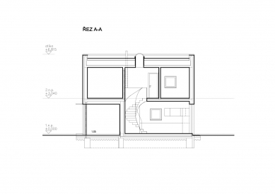 Rodinný dům v Dolních Počernicích - Řez A - foto: 2xpa architektonický ateliér