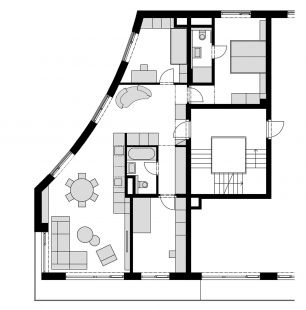 Rekonstrukce a návrh interiéru bytu ve Vršovicích - Půdorys