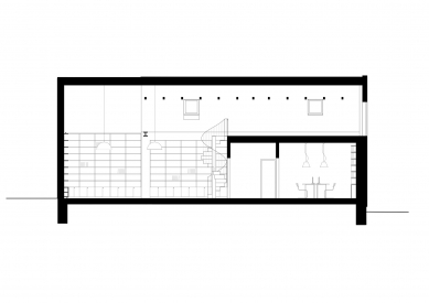 Obecní knihovna ve Statenicích - Podélný řez - foto: majo architekti