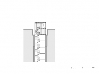 Nouzový východ T-S 72 Stachelberg - Řez schodišťovou šachtou - foto: HXH architekti