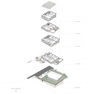 Bytový dům Torre 261 - Rozložená axonometrie - foto: Just an Architect