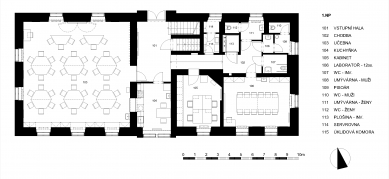 Rekonstrukce objektu „HUBERT“ v areálu zámku v Hukvaldech - Půdorys 1NP
