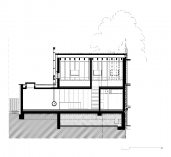 Rodinný dom Bulharská 52 - Podélný řez - foto: Lang Benedek Associated Architects