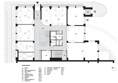 Reconversion of the hall into a company headquarters - Floor plan 1st floor