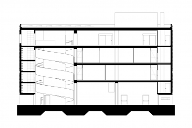 House of Memory - Podélný řez - foto: baukuh