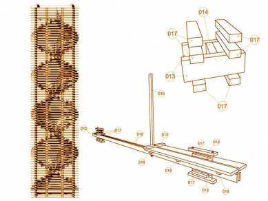 Věž Scholzberg - vertikální sklad dřeva s kontrolním schodištěm ve tvaru věže - Pohled a detail - foto: © E-M.R.A.K. Martin Rajniš architektonická kancelář