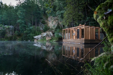 Floating sauna in an old quarry