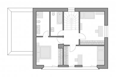 Vily v Divoké Šárce - Půdorys 2.np - foto: SENAA architekti