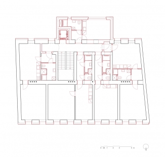 Obnova bytového domu Francouzská 66 - Půdorys 3.np - foto: Tomáš Dvořák architekti 
