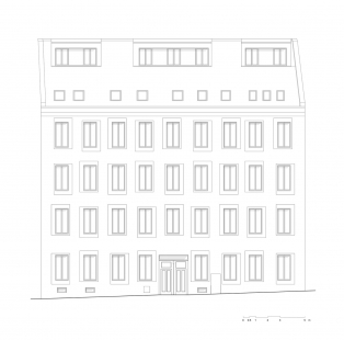 Obnova bytového domu Francouzská 66 - Pohled z ulice - foto: Tomáš Dvořák architekti 